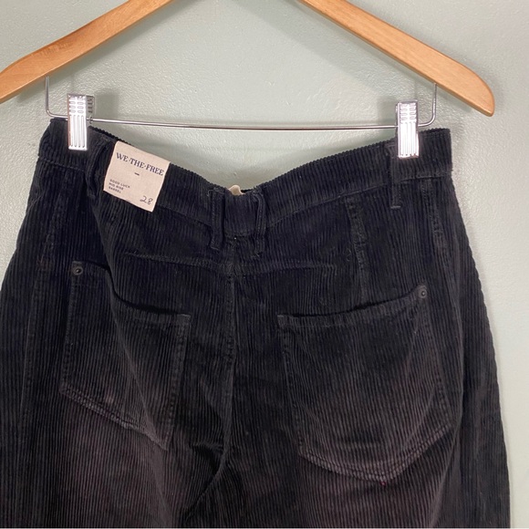 Free People Good Luck Mid Rise Barrel Cord Corduroy Pants Black Size 28 - Picture 6 of 8